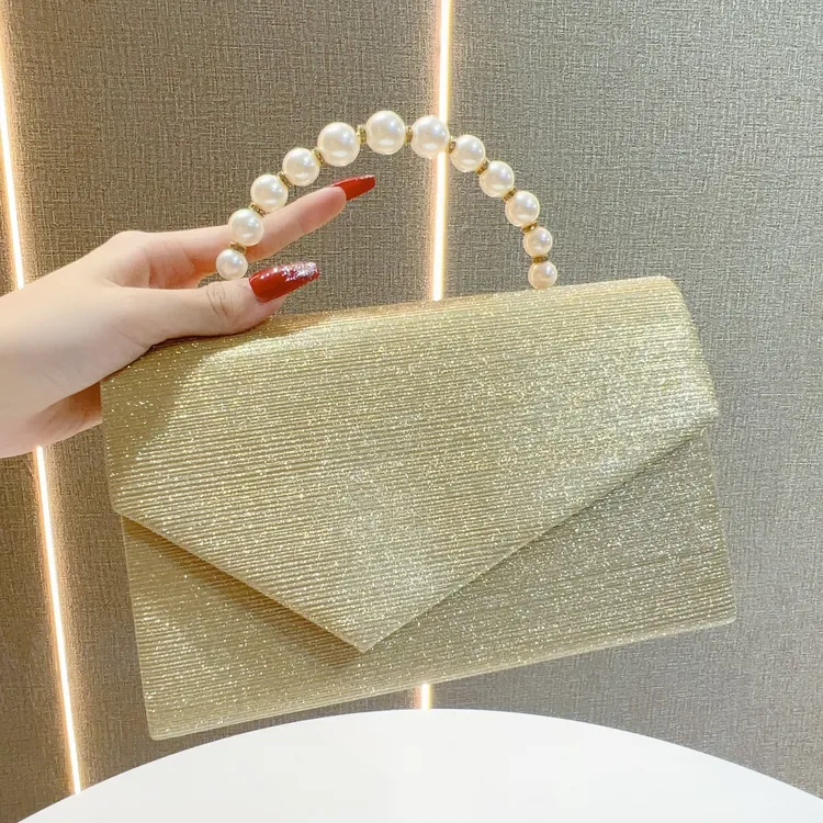 Missingyou时尚潮流百搭单肩斜挎包小众简约珍珠手提包气质晚宴包