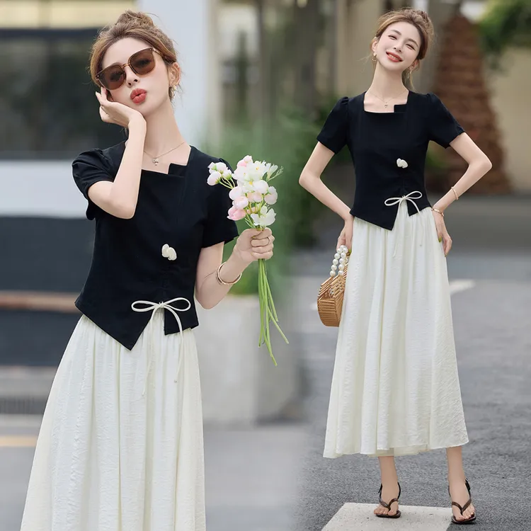 2025洋气夏装新款时尚套装纯色修身显瘦短款阔腿裤百搭两件套