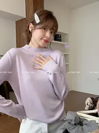 【腮紫】一眼沦陷的紫！打底衫女长袖2025秋冬新款半高领高弹显瘦