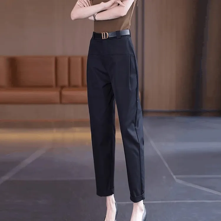 高腰西装裤女秋季2024新款小个子哈伦裤宽松直筒烟管裤显瘦休闲裤