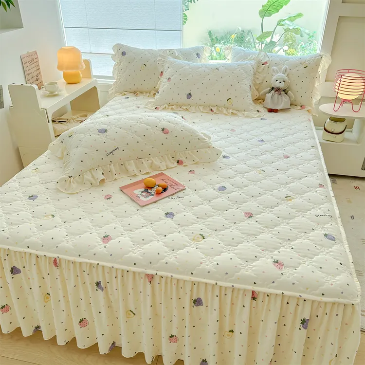 2025新款亲肤水洗棉夹棉床裙-小清新系列