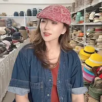 粉色豹纹前进帽女美式复古显脸小贝雷帽百搭大头围鸭舌帽子