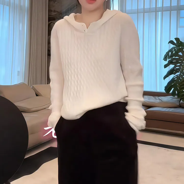 减龄时髦高领时尚连帽针织衫2025秋冬新款设计感别致好看百搭上衣