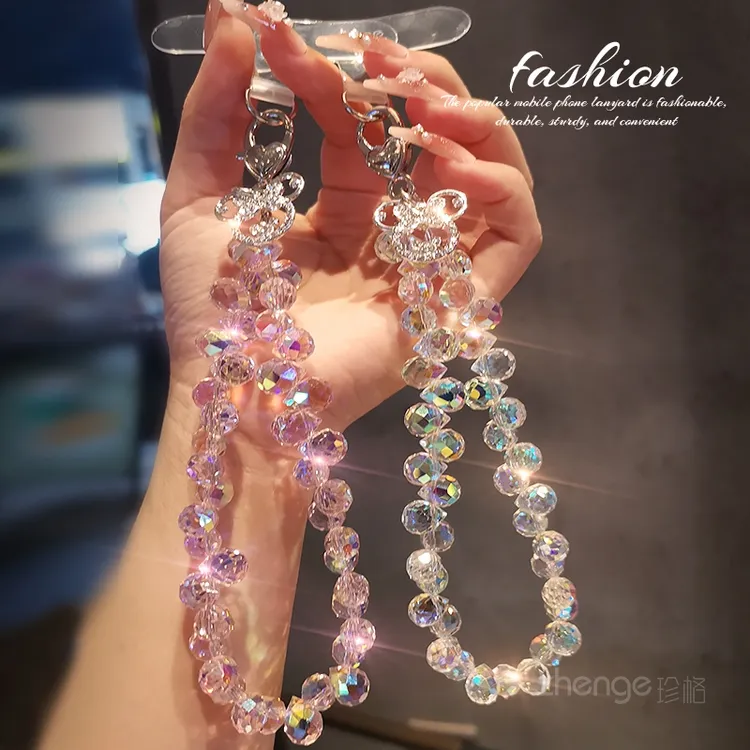 高级感水晶钻手机链女手腕短款ins精致时尚手作串珠挂件手提链