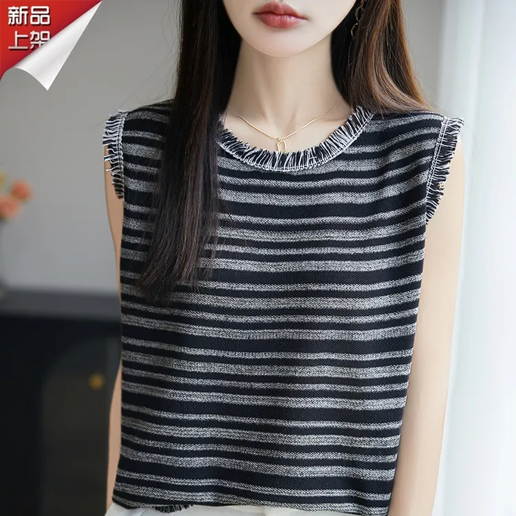 哥弟阿玛施正品新款2025夏季条纹洋气百搭针织衫上衣洋气显瘦体恤
