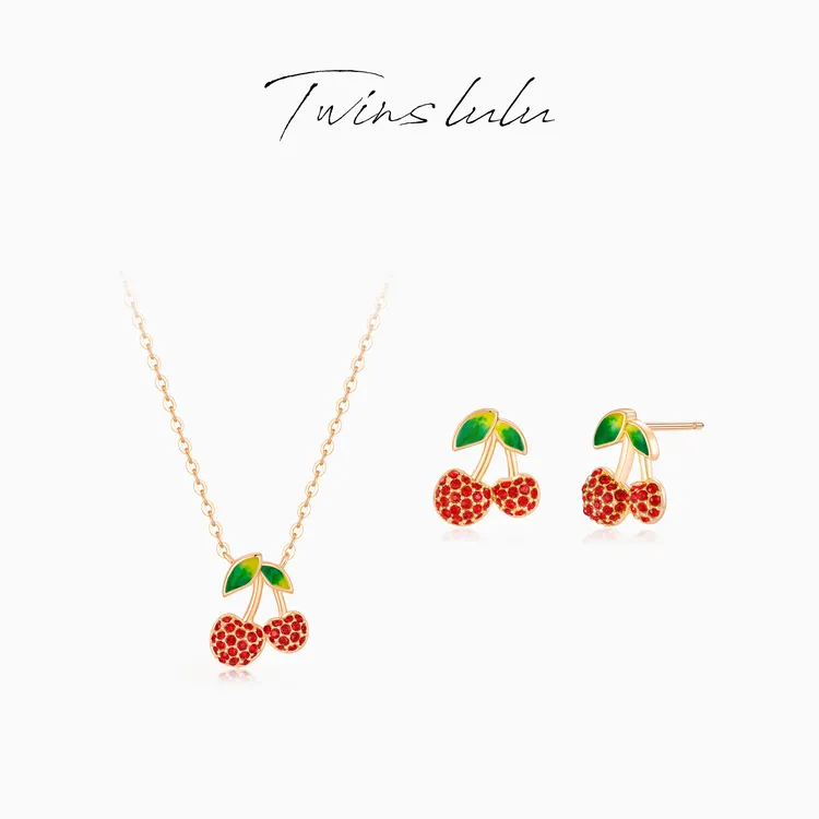 TWINS LULU 925银 【绿叶樱桃】925银 爆款樱桃项链TSJ7813