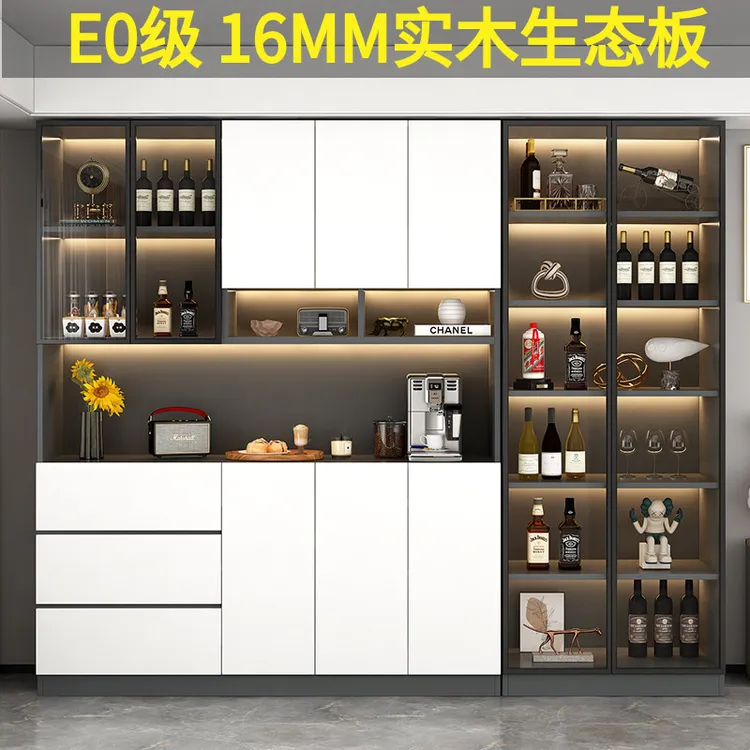 实木餐厅餐边柜靠墙一体柜现代简约轻奢客厅酒柜收纳展示柜储物柜
