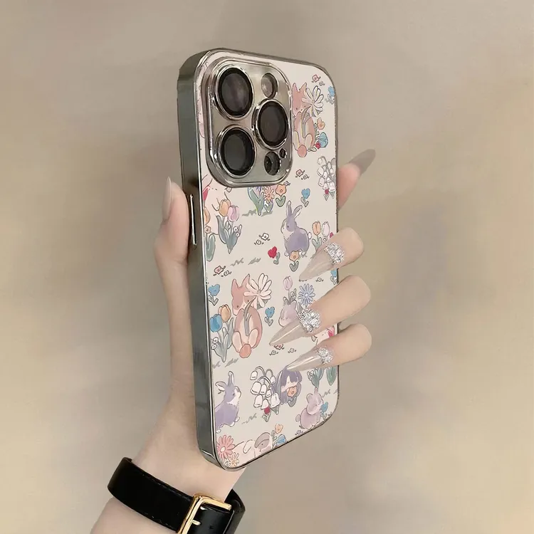 花田兔趣适用苹果16promax手机壳iPhone15pro手绘治愈风14p带支架