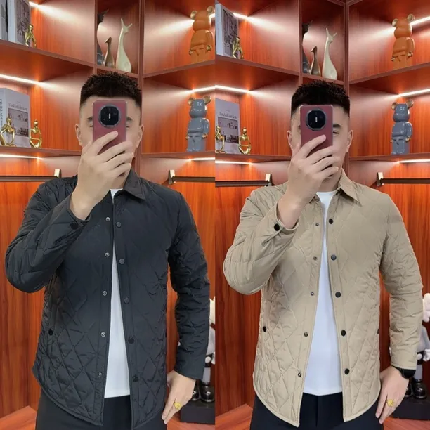 2025早冬加棉翻领男士轻奢双色棉服夹克