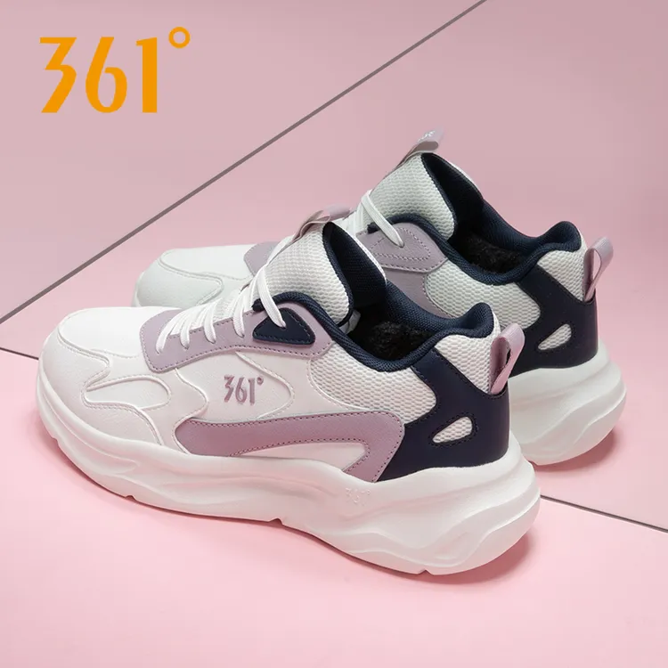 361度女鞋跑鞋2025新款秋季加绒保暖跑步鞋子百搭女款中帮运动鞋