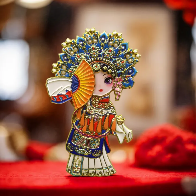 国粹京剧可动人物金属浮雕冰箱贴国潮古风人物中国风旅游纪念品