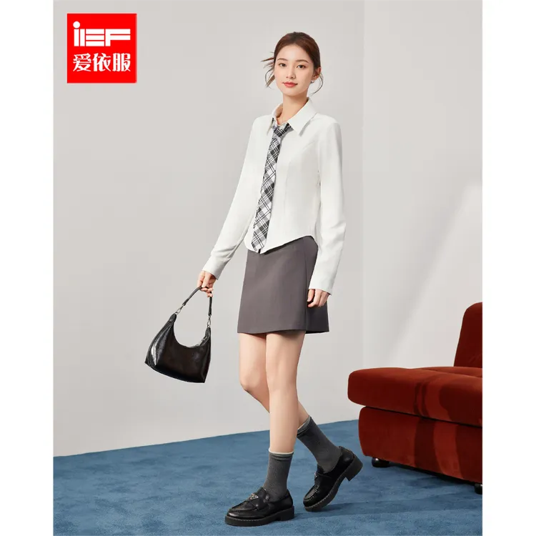 IEF/爱依服2025秋季新款韩版简约纯色基础款通勤气质百搭衬衫上衣
