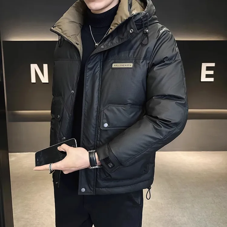 青年冬季羽绒服冬季2025新款高端潮牌连帽短款加厚防男冬季外套男