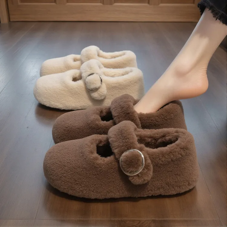 羊羔绒厚底毛毛鞋女外穿2025新款秋冬玛丽珍超软加绒保暖孕妇棉鞋