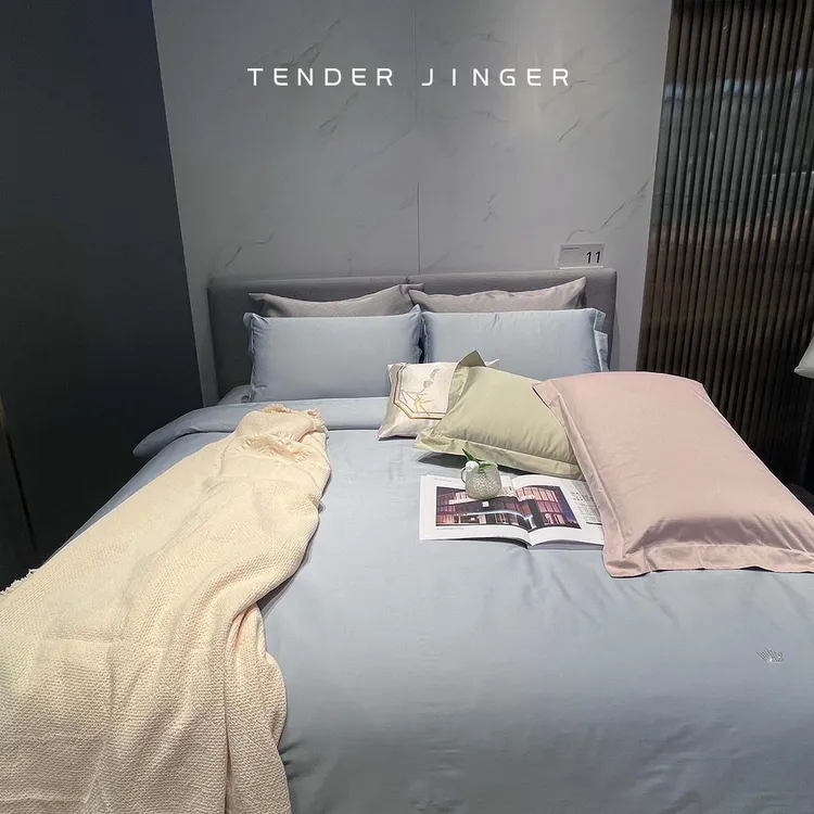 Tender Jinger全棉四件套100%纯棉纯色简约床单款床品用品 轻奢