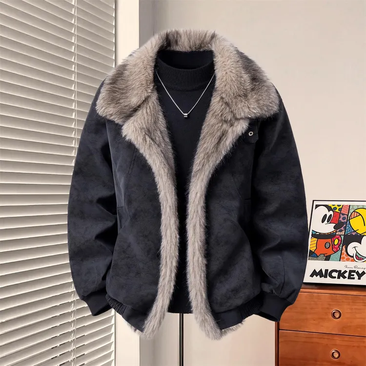 加绒加厚夹克百搭设计师男装高级感2025冬季新款保暖座山雕外套