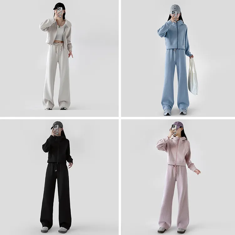 秋冬休闲运动套装极简风宽松减龄连帽开衫卫衣女加厚百搭长袖卫裤