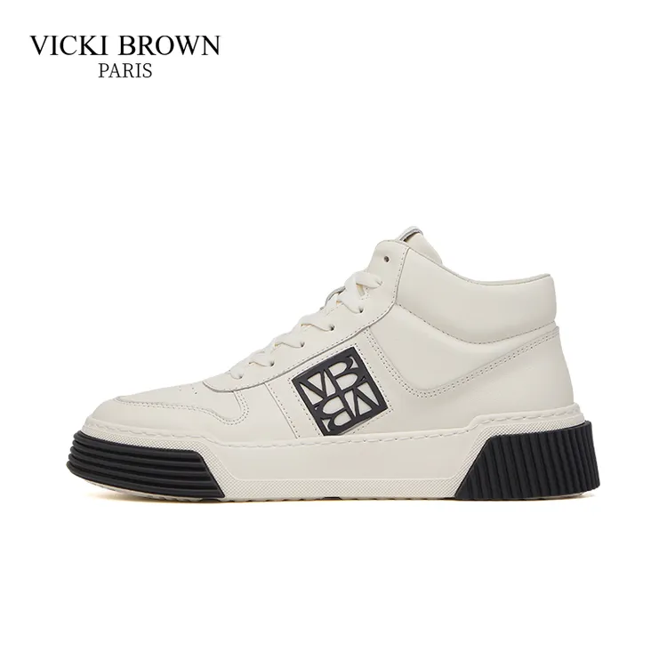 法国VICKI BROWN 秋冬男士牛皮百搭舒适高帮保暖增高休闲鞋板鞋