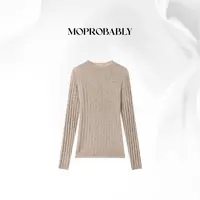 Moprobably贝贝「暖临纱」 纯色波纹百搭套头毛衫B5376109