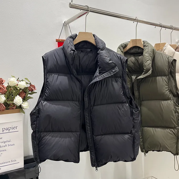 新款泡芙白鸭绒马夹韩系蓬松立领时尚体闲马甲2025爆款马夹