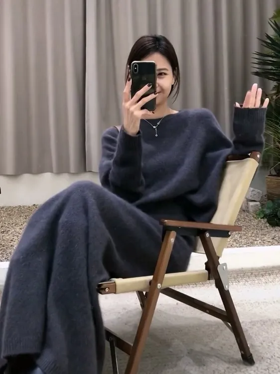 时尚套装圆领百搭宽松慵懒风韩版高领冬季套头加厚秋冬时尚