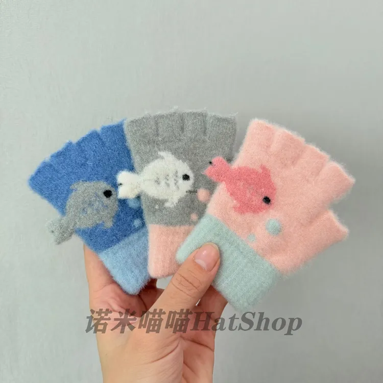 儿童手套冬季女孩五指保暖翻盖可爱小童五指分指男孩宝宝2025新款