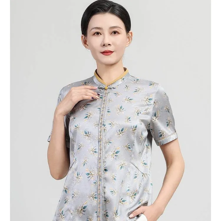 老美华夏季女士清新淡雅新中式半袖衬衫 442207311