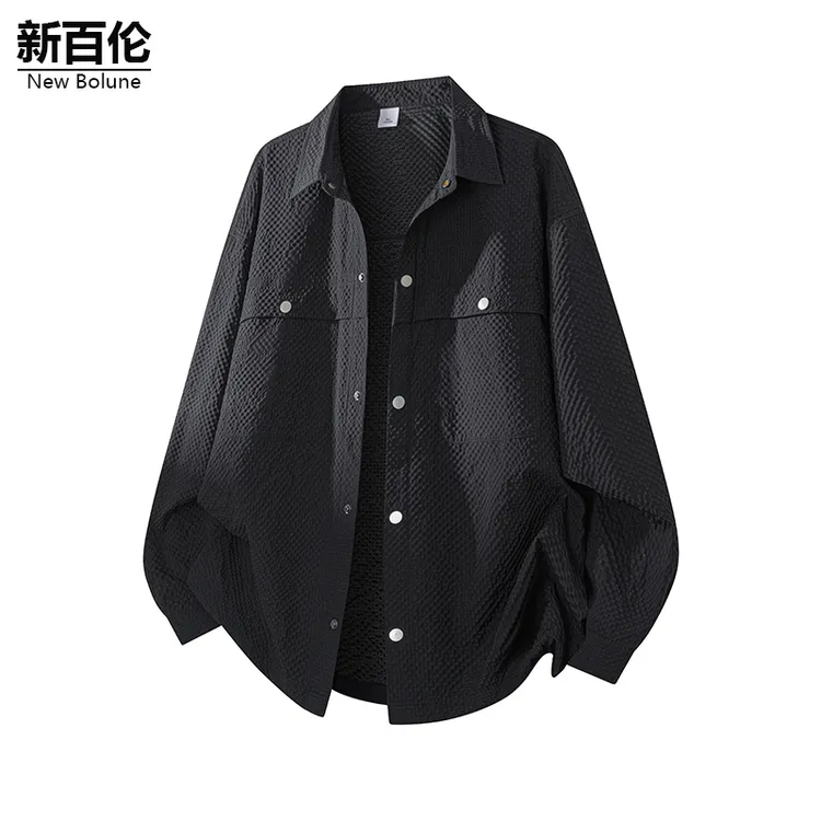 新百伦/NEW BOLUNE日系简约衬衫男秋季新款潮牌宽松休闲长袖外套