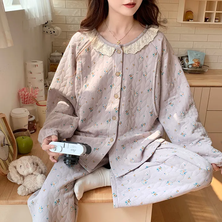 空气棉月子服11-12月份产妇秋冬季纯棉产后加厚保暖孕妇睡衣哺乳