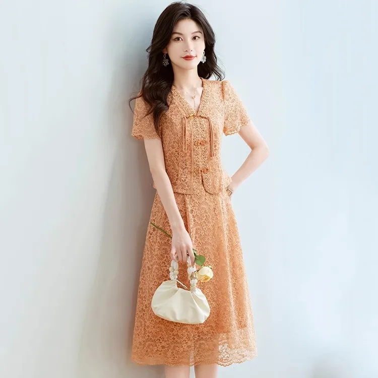 改良高端旗袍2025爆款气质显瘦两件套装连衣裙子女收腰新中式优雅