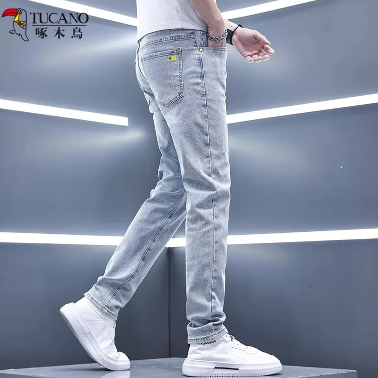 TUCANO/啄木鳥2025弹力新款牛仔裤春秋款浅色休闲裤修身小脚裤