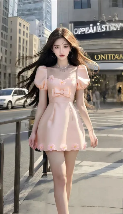 夏季新款粉色桃心领短袖收腰连衣裙女小众时尚气质高级氛围感裙子