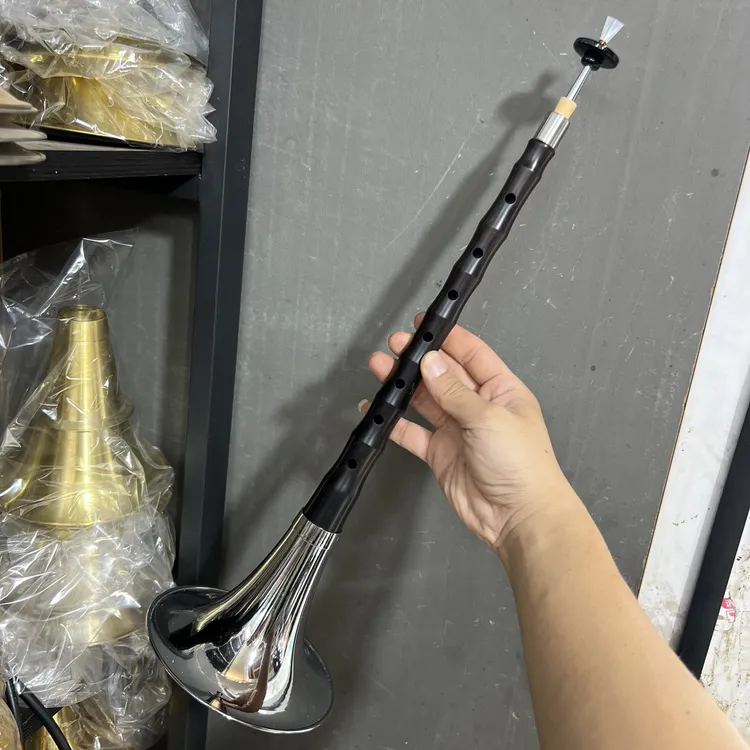 降B紫光檀木专业唢呐配白软木芯子电镀白碗两个三道筋哨片
