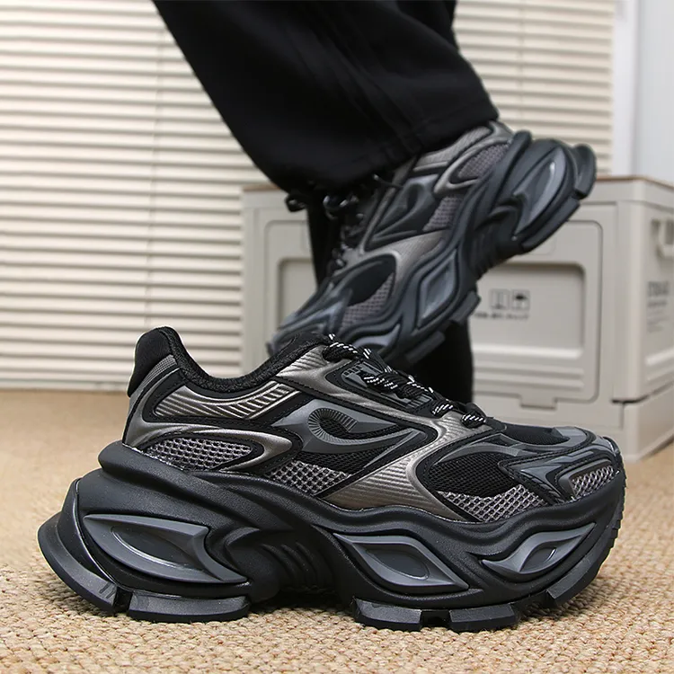 老爹鞋男厚底增高5厘米情侣透气网面运动鞋女异瞳猫眼鞋2025潮鞋