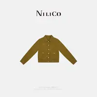 NILICO【云尽秋】翻领气质修身复古正肩时尚短款百搭工装牛仔外套