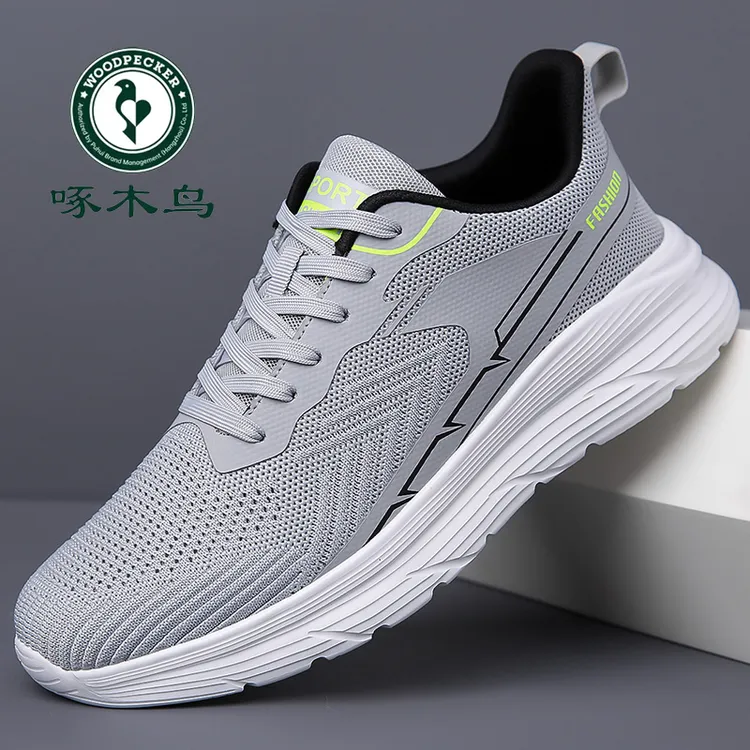 啄木鸟男鞋2025跑步鞋夏季新款网面透气运动鞋百搭轻便软底休闲鞋