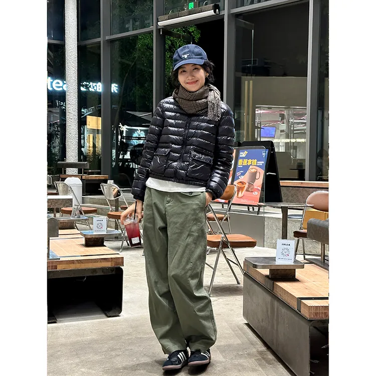 LANGQING 轻薄短款羽绒服女新款冬立领修身鹅绒服外套40974#