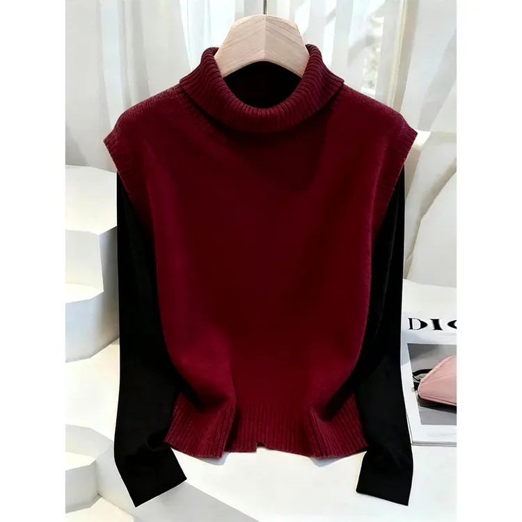 2025秋冬季新款痞帅炸街风女装高级感显瘦马甲打底衫两件套装爆款