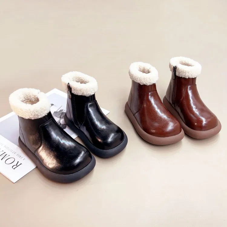 女童靴子儿童鞋子2025秋冬季新款宝宝短靴马丁加绒加厚雪地靴8631