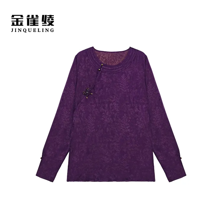 金雀绫【紫梦蝶语】100桑蚕丝新中式正绢加宽加大上衣SZA3SY797