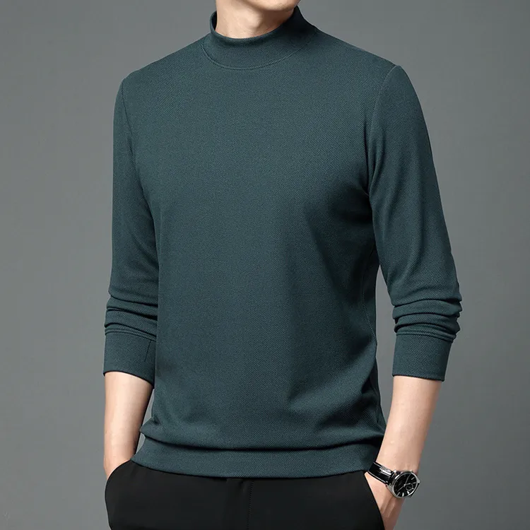 新款男装卫衣男士秋韩版中高领打底衫青年休闲德绒长袖t恤针织衫