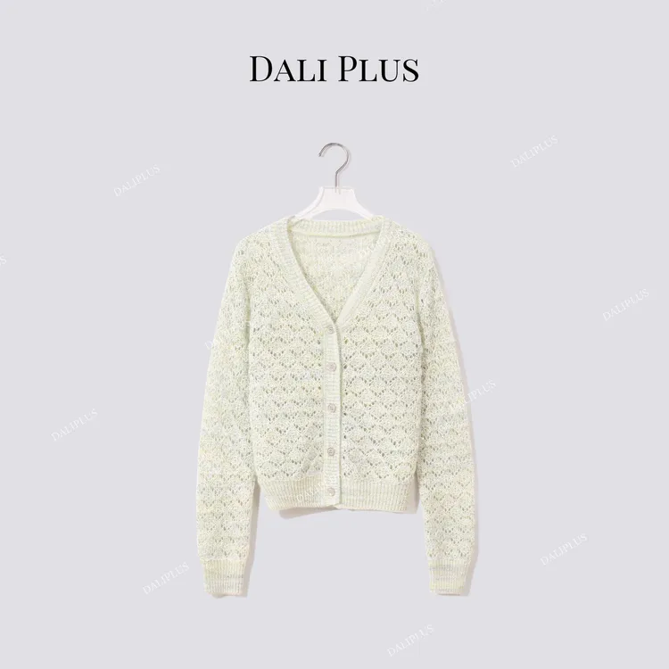 DALI PLUS“马海毛羊毛镂空针织”V领洋气针织开衫-D5MM2450
