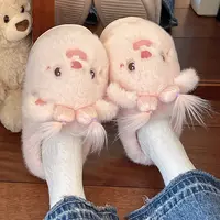 毛毛拖鞋男女款搞怪可爱loopy辫子厚底棉鞋可爱学生保暖防滑秋冬