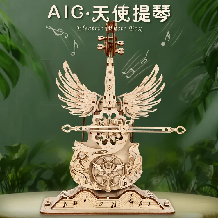 手工八音盒大提琴木质拼装模型摆件拼图送女孩系列手工生日礼物
