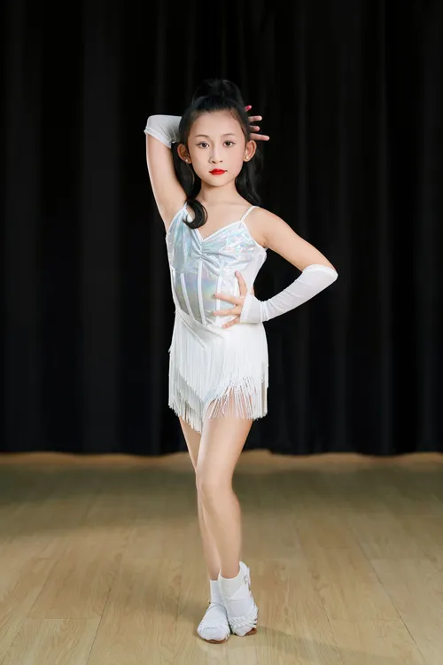 女士成人专业拉丁舞瀑布式流苏练功表演裙