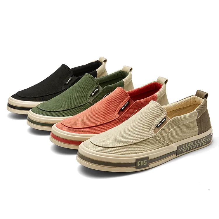 秋季薄款透气帆布鞋一脚蹬休闲鞋干净感痞帅男鞋韩版潮流男士布鞋