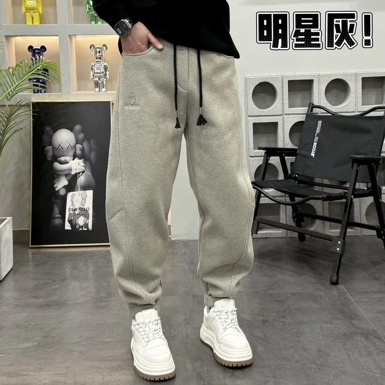 冬季厚款时尚结构设计宽松加绒款百搭男士休闲卫裤25067
