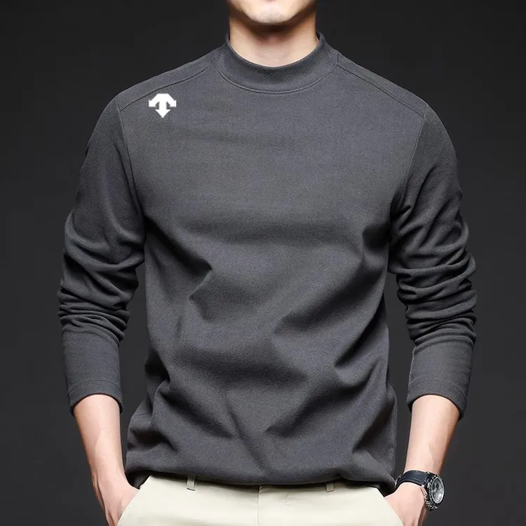 【奥莱撤柜】迪桑家秋冬长袖德绒T恤男修身半高领保暖衣修身打底衫