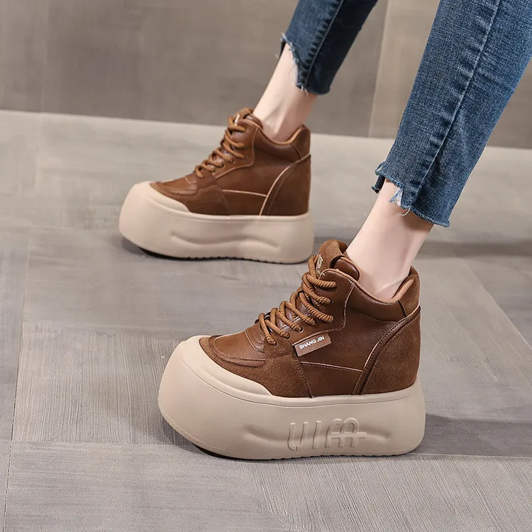 厚底内增高小个子马丁靴子女2025秋冬季高帮运动休闲鞋百搭英伦风