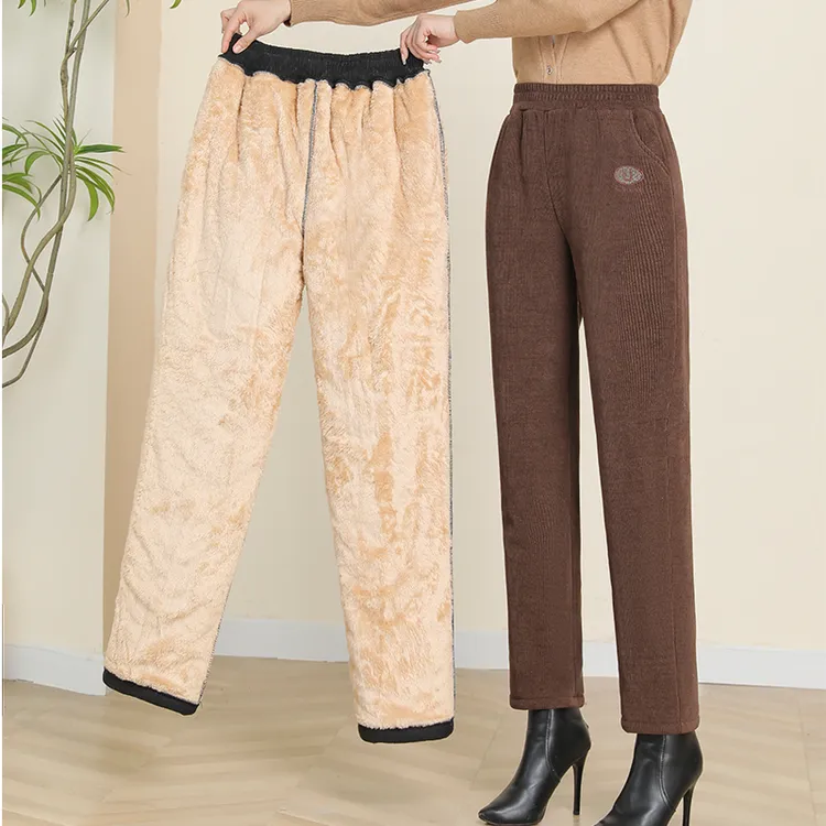 加绒加厚长裤休闲风中老年女装老人棉裤保暖绒裤外穿
